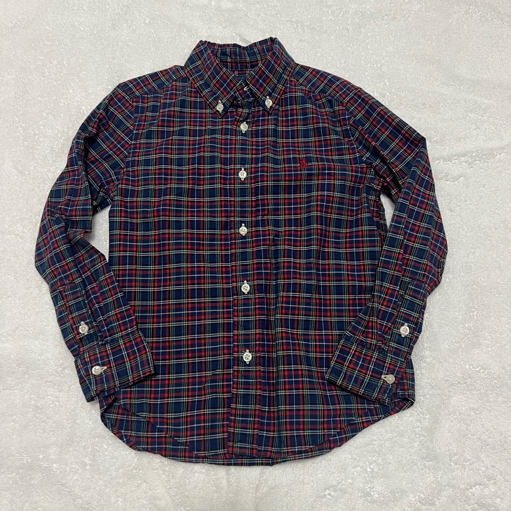Ralph Lauren Boys Plaid Button-Down Shirt, red,‎ blue, green, like new  size 5